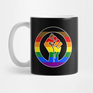 Black Lives Matter Fist Circled LGBTQ Flag People of Color Pride Mug